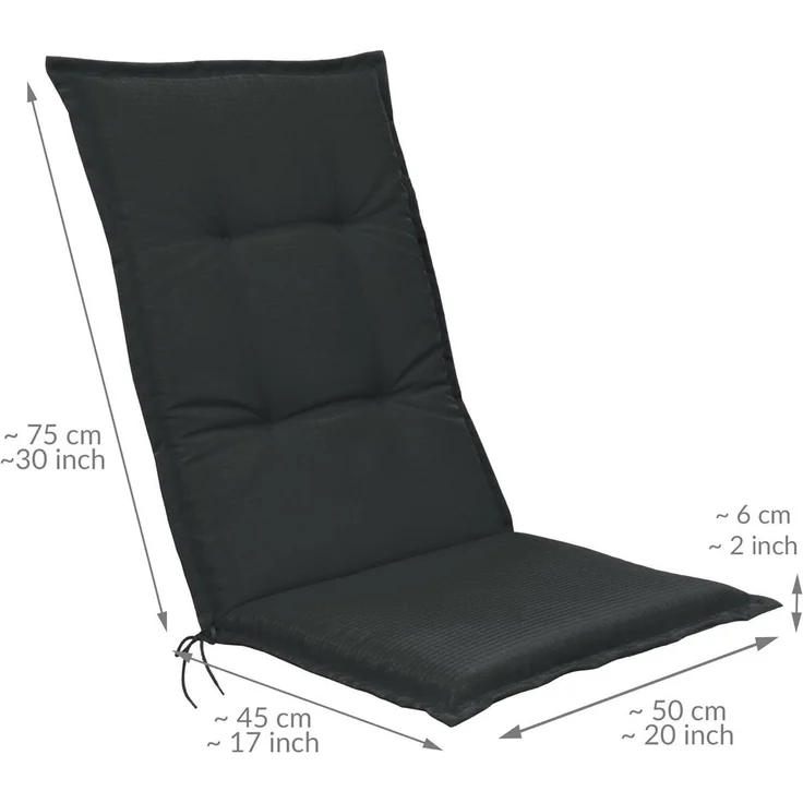 Beautissu Hochlehnerauflage 2er Set Hochlehner Set Base HL Sitzkissen, 120x50x6cm Graphitgrau, Hochlehner Rückenkissen Stuhlkissen für Gartenstühle Sitzpolster – Bild 2