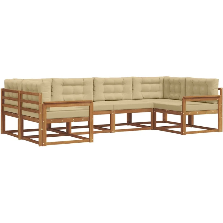 vidaXL Outdoor-Sofagarnitur 6 stk. 6-Sitzer Natur und Beige 3368061 – Bild 2