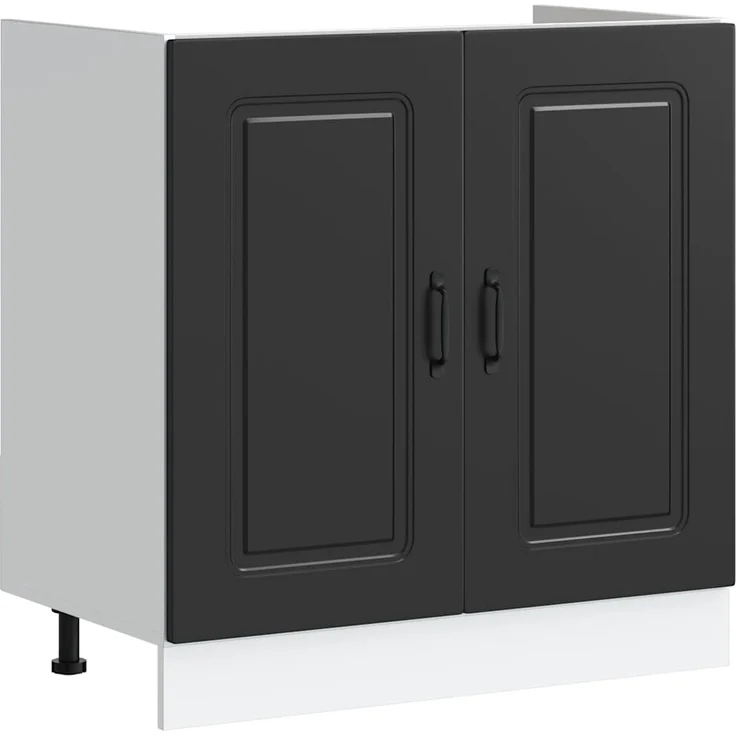 vidaXL Spülenunterschrank Kalmar Schwarz 80x46x81,5 cm Holzwerkstoff 853448 – Bild 1