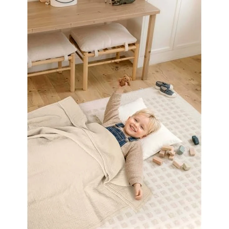Lulu moon Musselin Decke Baby - Atmungsaktive Babydecke,Baby Decken Neugeborenen,Weiche Krabbeldecke für Kinder,Musselin Schlafdecken für Kleinkinder Mädchen Junge 120x120 cm(Elfenbein) – Bild 7