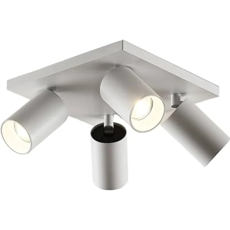 Arcchio Deckenlampe quadratisch, 4-fach Deckenstrahler drehbar 350° und schwenkbar 90°, Aluminium weiß, ohne Leuchtmittel – Bild 1