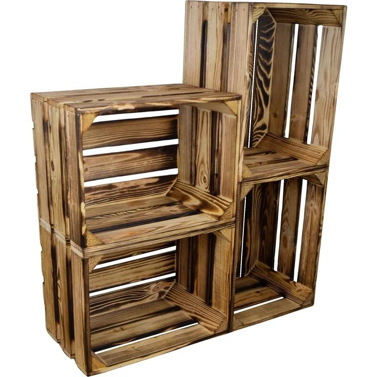 Kistenkolli Altes Land Allzweckkiste Nachttisch geflammt mit geflammten Holzplanken (Spar-Set) – Bild 9