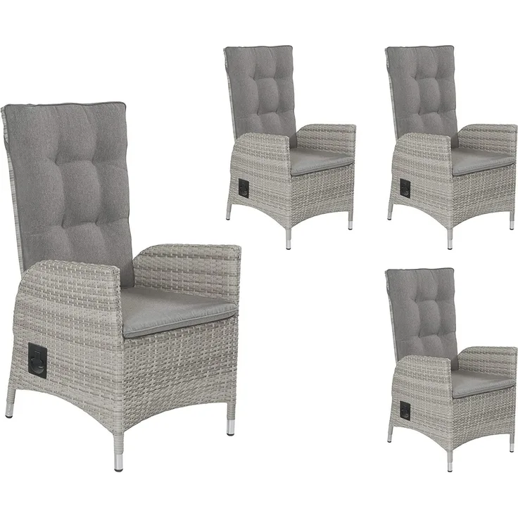LC Garden 4x LC Garden Positionsstuhl Verstellsessel Roma Dining grau