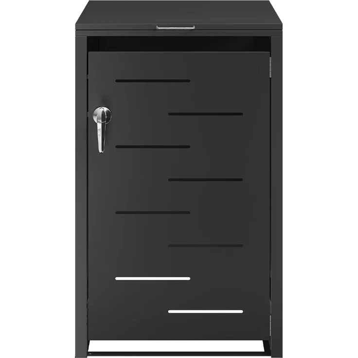 STEELSØN 'Diorus' Mülltonnenbox 1er 120 Liter, graphitschwarz, Mülltonnenverkleidung aus Stahl mit Sichtstreifen, wetterfest, 102x62x60,5 cm, abschließbare Müllbox für 1 Tonne – Bild 9