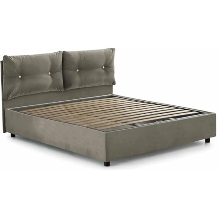 Talamo Italia - Rita Doppelbett, Bettkasten mit Stoffbezug, 100 % Made in Italy, Öffnung vorne, inklusive Matratze 160 x 190 cm, Taupe – Bild 5