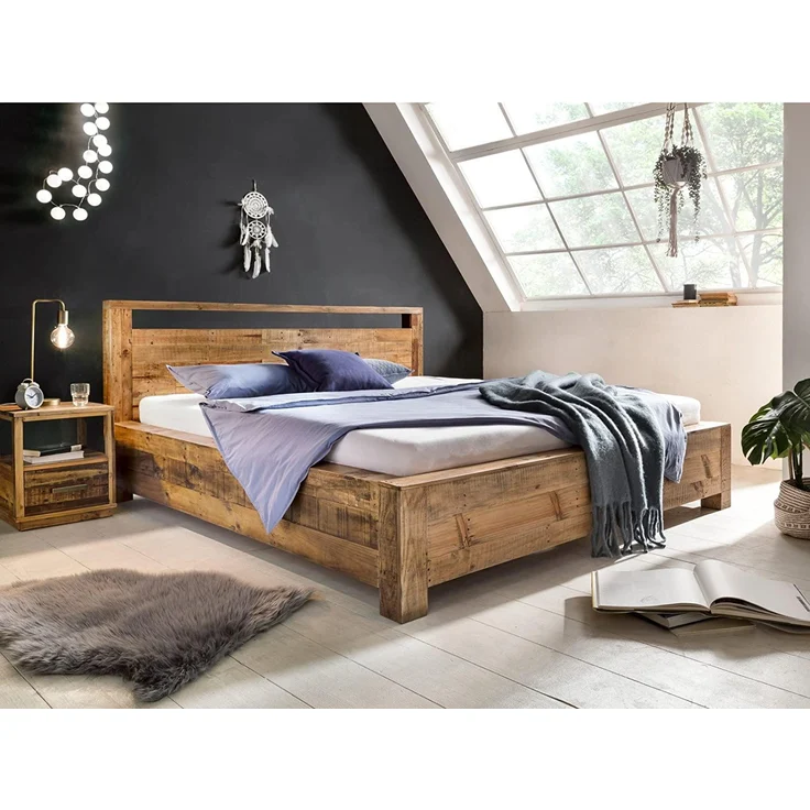 Rustikaler Woodville Nachttisch aus Pinienholz - Stilvolles Design, mit praktischem Schubkasten – Bild 9