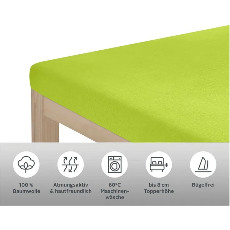 OTTO home Spannbettlaken Topper Basic, in Gr. 90x200, 140x200 oder 180x200 cm, Baumwoll-Jersey, Gummizug: rundum, (2 Stück), Baumwolle, Matratzen bis 8 cm Höhe, Bettlaken, Spannbetttuch, Laken