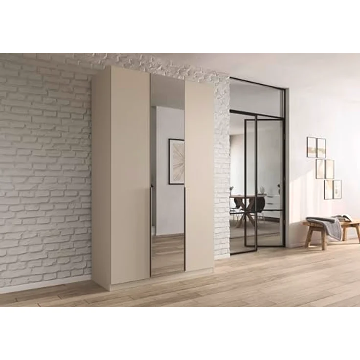 Rauch Möbel Alabama, Kleiderschrank für Schlafzimmer, Kinderzimmer, Wohnzimmer, Garderobe, Flur, 3-türig, Spiegel mit Zubehör Basic, Farbe Beige, Breite 136 cm – Bild 3