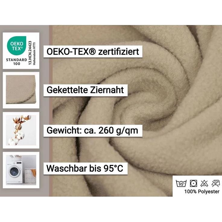Wohndecke, ZOLLNER, 130 x 170 cm, 100% Polyester, waschbar bis 95 °C – Bild 3