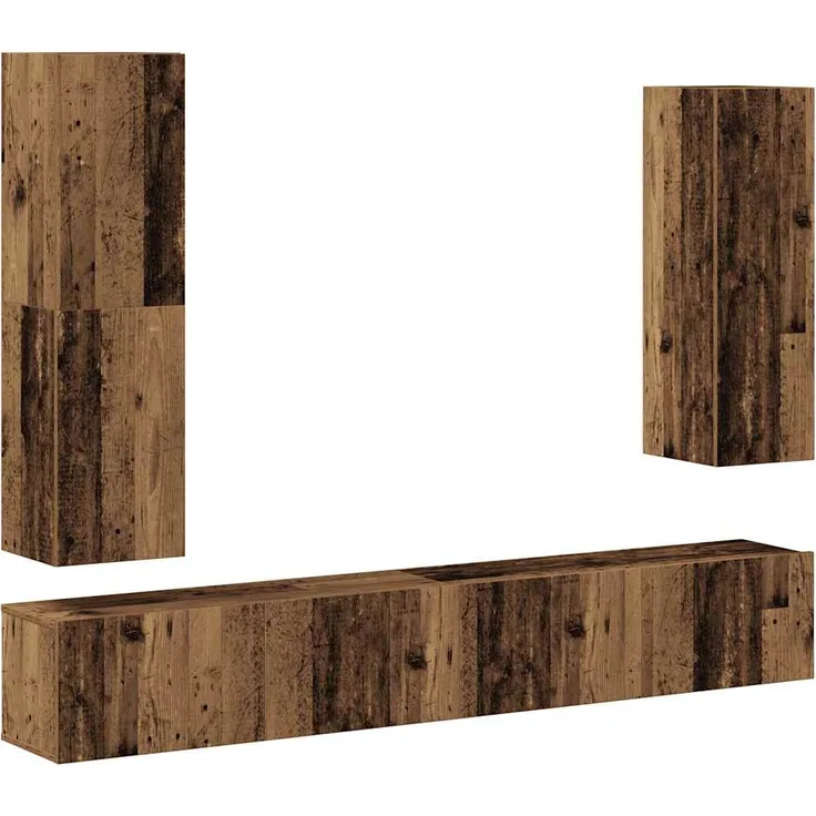 vidaXL 4-tlg. TV-Schrank-Set Wandmontage Altholz-Optik Holzwerkstoff 3329153