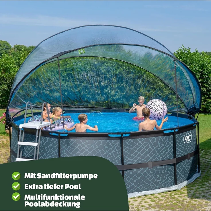 Exit Aufstellpool Framepool mit Dach | Grau | 450x122 cm – Bild 2