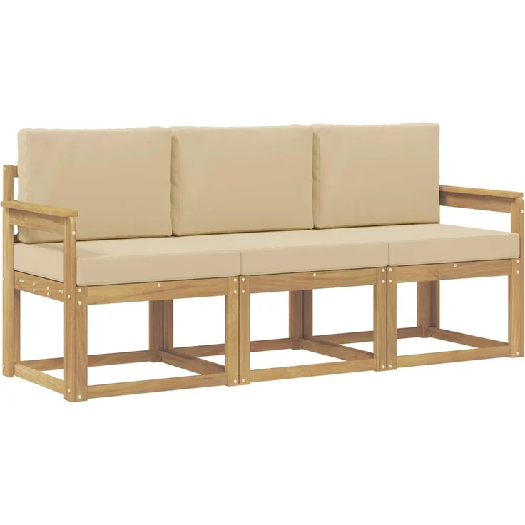 vidaXL Outdoor-Sofagarnitur 3 stk. White and Beige 189.5 x 63 x 73 cm 3387167 – Bild 2