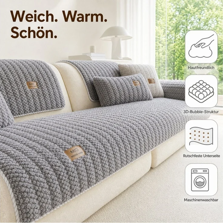 Zyronn Sofaschoner Neu Dicke rutschfest Sofa überzug Weich Sofabezug Sofaschutz, Universal Sofabezug Waschbare, Sofa Cover für Hunde Haustiere – Bild 2