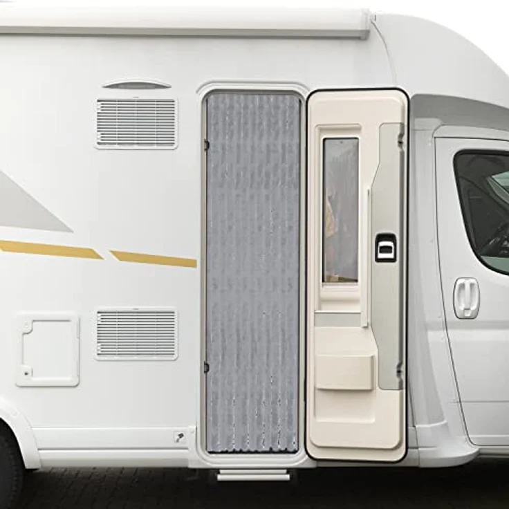 Moritz Flauschvorhang aus Chenille 56 x 185 cm grau Türvorhang als Fliegenschutz Insektenschutz für Camping Wohnwagen – Bild 2