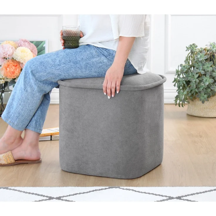 Hanah Home 'Dabin 8608 - Grey' Pouffe, Grau, 45 x 47 x 45 cm – Bild 2