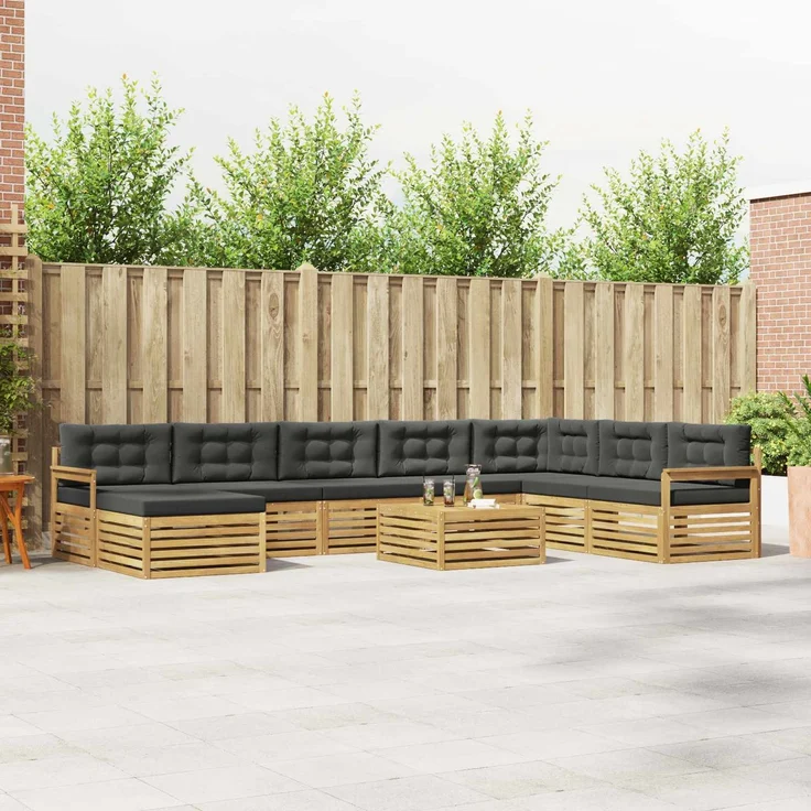 vidaXL Outdoor-Sofagarnitur 9 pcs Weiß und Anthrazit Massivholz Akazie 3390992 – Bild 1