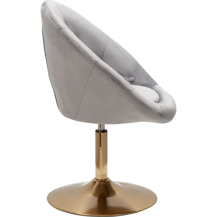Loungesessel Samt Grau Gold Design Drehstuhl mit Rückenlehne – Bild 14