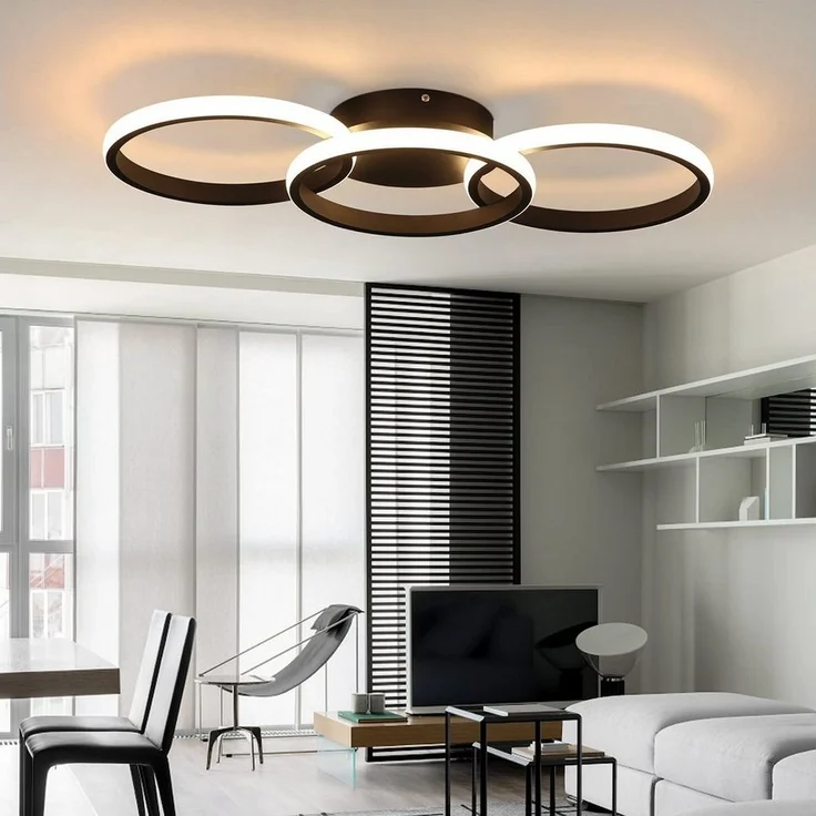 Nettlife LED Deckenleuchte LED-Deckenleuchte mit drei Ringen aus Aluminium, LED fest integriert, warmweiß, Schlafzimmer Küche Flur – Bild 2