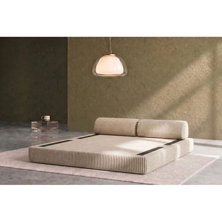 2-3-Sitzer-Schlafsofa aus beigefarbenem Cord XL – Bild 3