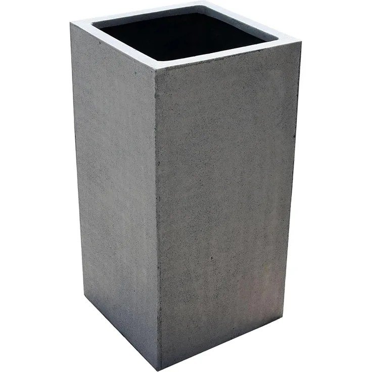 VIVANNO Pflanzkübel Fiberglas BLOCK Säule - Grau Beton-Design (1 St), 30x30x60 cm