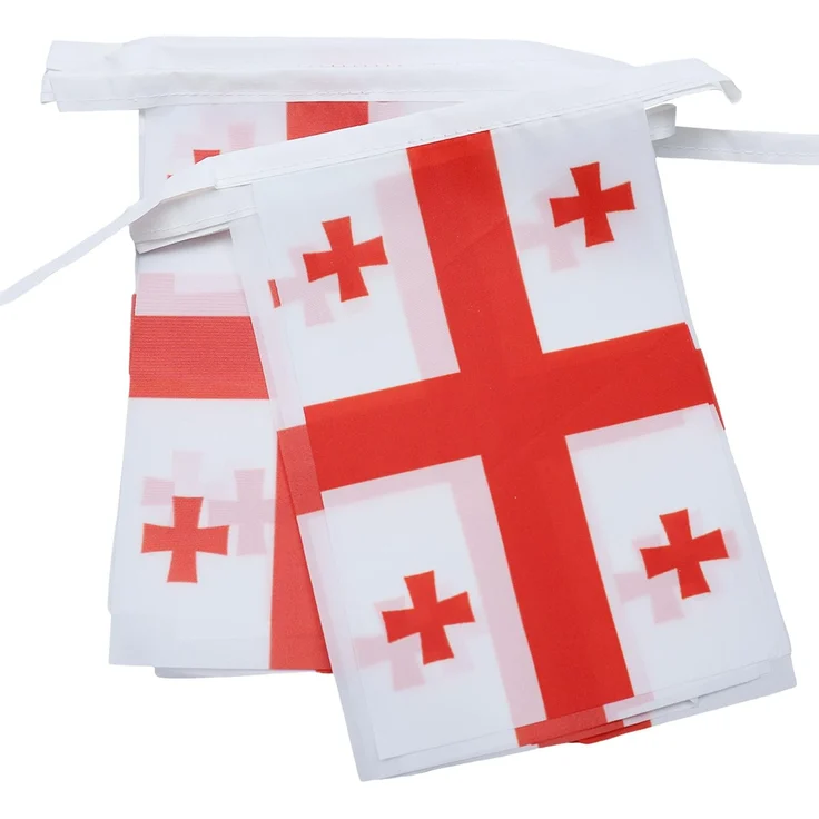 AZ FLAG - Fahnenkette Georgien 6 Meter Mit 20 Flaggen - 21x14 cm - Georgische Girlande Flaggenkette 14x21 Cm
