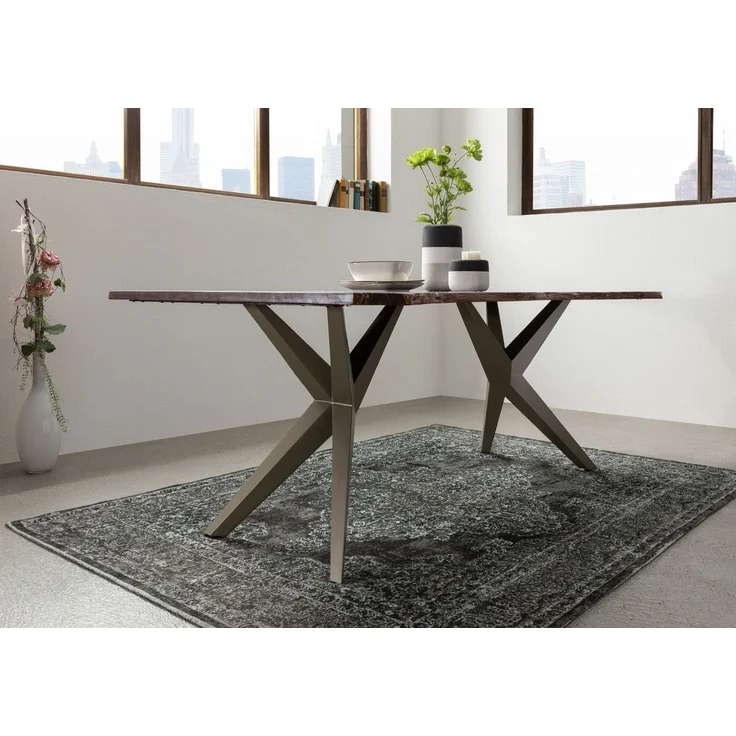 Baumtisch Akazie 160x90x76 grau lackiert Beine silber matt FREEFORM 4 #26 – Bild 4