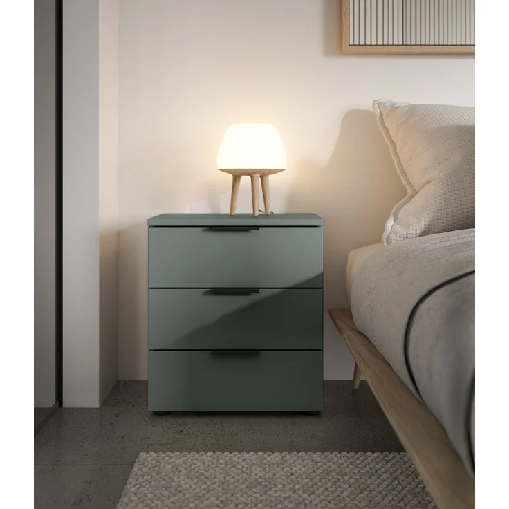 Nachtkommode >Linz< 3 Schübe, auch für Boxspringbetten, in Salbei - 45x50x40cm (BxHxT) – Bild 7