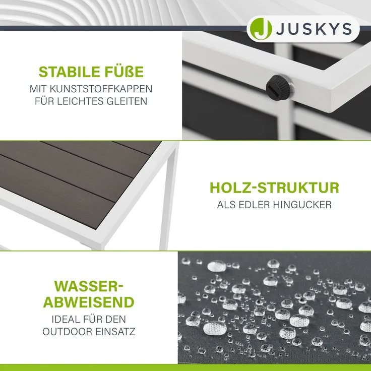 Juskys Gartenmöbel Sofa Set 5-teilig Bari mit Tisch & Polster - Metall Gartenlounge - Balkonmöbel klein - Outdoor Möbel Balkon Garten - Lounge Grau – Bild 8