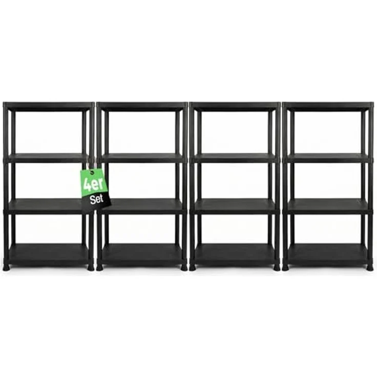 ONDIS24 Steckregal 4x Kunststoffregal, 60 x 30 x 135 (H) cm, 4 Böden, Schwerlastregal, bis zu 80 kg, Regal, Lagerregal - 4er Pack – Bild 1