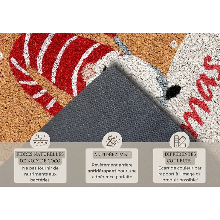HANSE Home Fußmatte Kokos Gnomes Merry Christmas, Türmatte, rechteckig, Höhe: 15 mm, Schmutzfangmatte, Rutschfest, Outdoor, Weihnachten, Kokosmatte, Zwerg – Bild 4