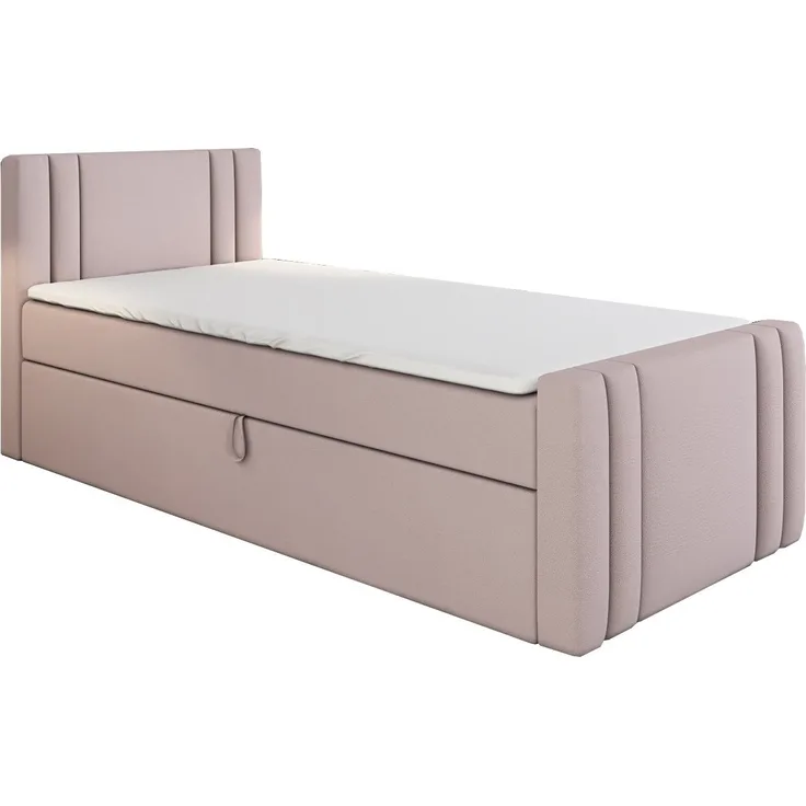 A&J MöbelLand GmbH Boxspringbett Einzelbett KLAUS mit Bettkasten, Topper und gepolstertem Kopfteil. (Boxspringbett mit Bettkasten und gepolstertem Kopfteil. Inclusive Topper!, TOP ANGEBOT), Länge 216 cm Höhe 106 cm