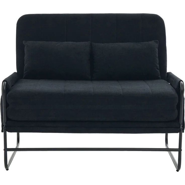 Schlafsofa aus Chenille mit Seitentaschen, 104x85x92 cm, Schwarz – Bild 4