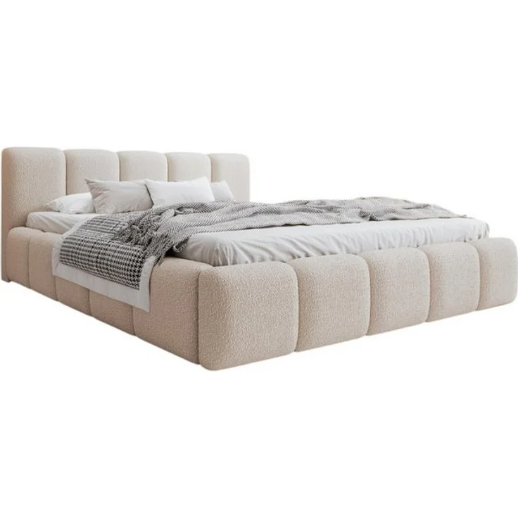Compleo Polsterbett mit niedriges Kopfteil, Design Bett Abgerundet mit dicker Polsterung – Bild 4