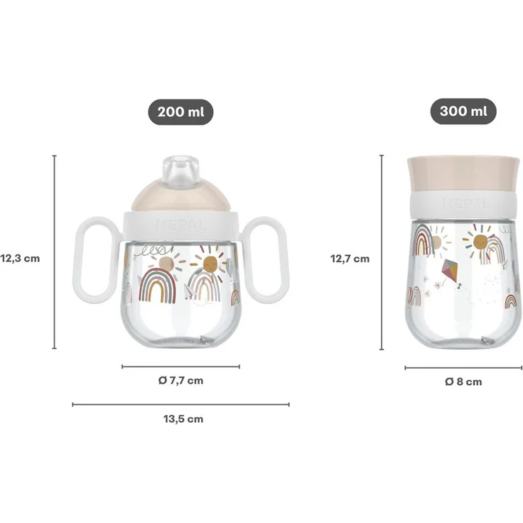 Mepal MIO Trinklernbecher Antitropf & 360° 2er Set Sunshine & Rainbow (2025) – Bild 3