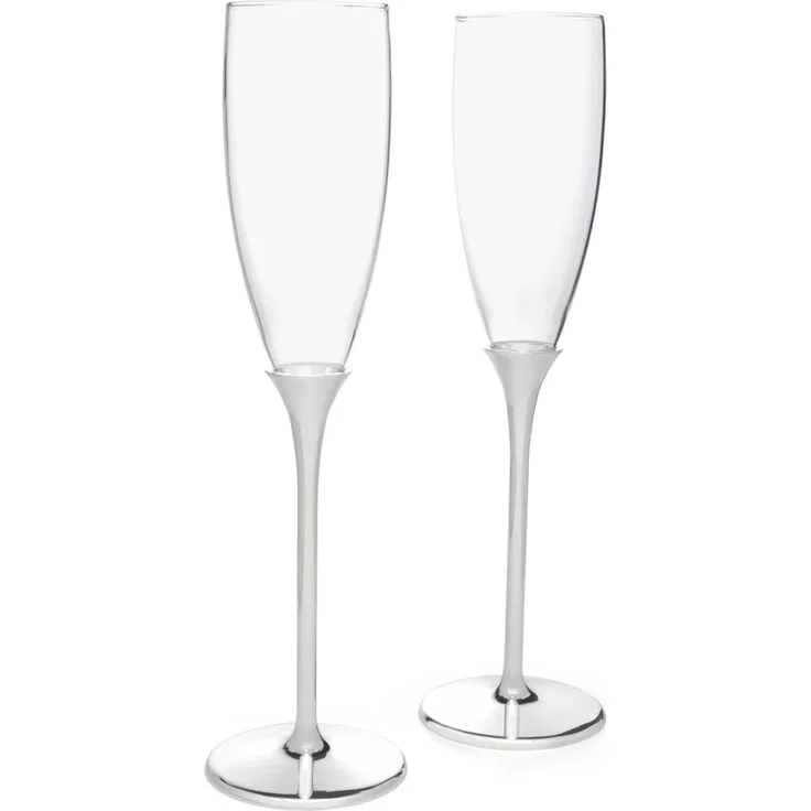 Zilverstad hohe glänzend Silberne Champagnergläser Set 2-teilig