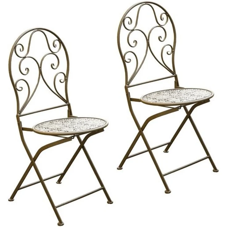 HTI-Living Gartenstuhl Gartenstuhl 2er-Set Lani Antik (Set, 2 St), Metallstuhl nostalgisch Klappstuhl – Bild 2