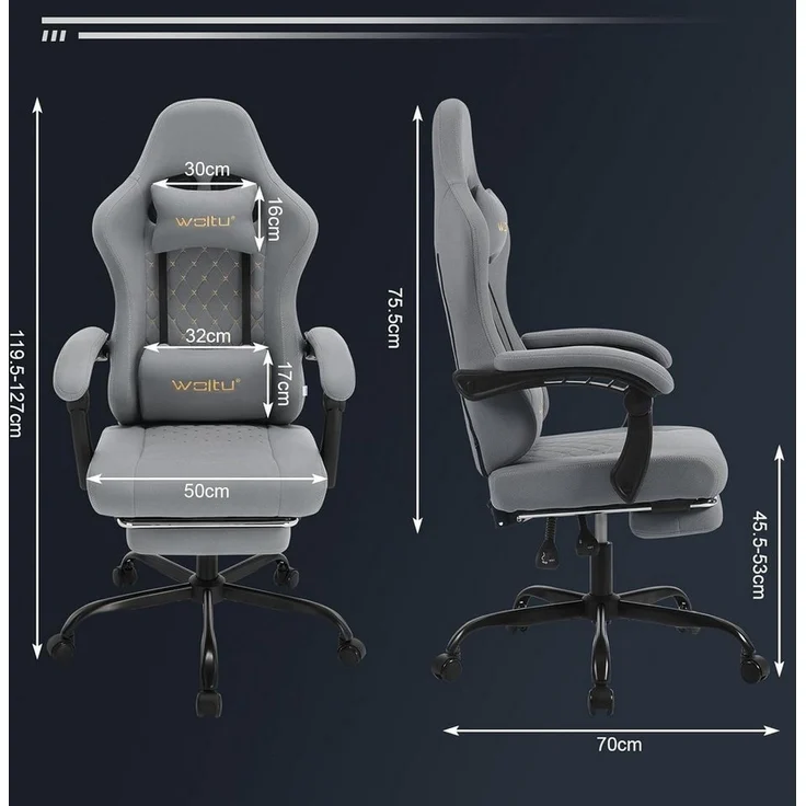 Woltu Gaming-Stuhl (1 St), mit Massagefunktion, ergonomisch, 150 kg, Netzstoff – Bild 2