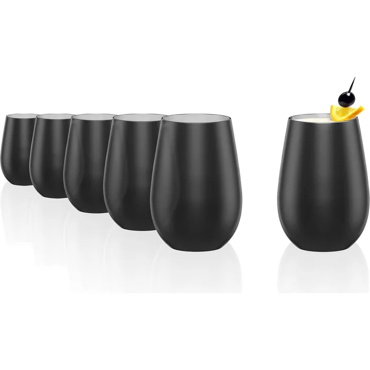Stölzle Lausitz ELEMENTS Becher 465 ml schwarz-silber 6er Set - A