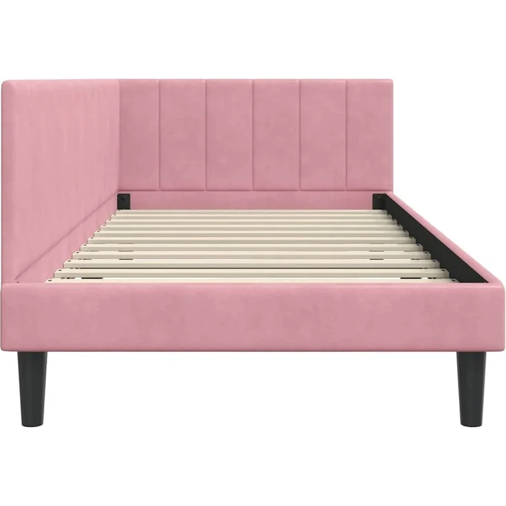 vidaXL Eckbettgestell mit Kopfteil Rosa 100 cm x 200 cm Samt 42016361 – Bild 5