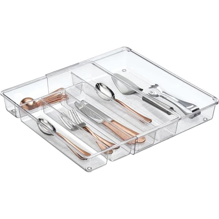 Besteckkasten Schubladen Organizer 2er Set ausziehbar mDesign transparent – Bild 7