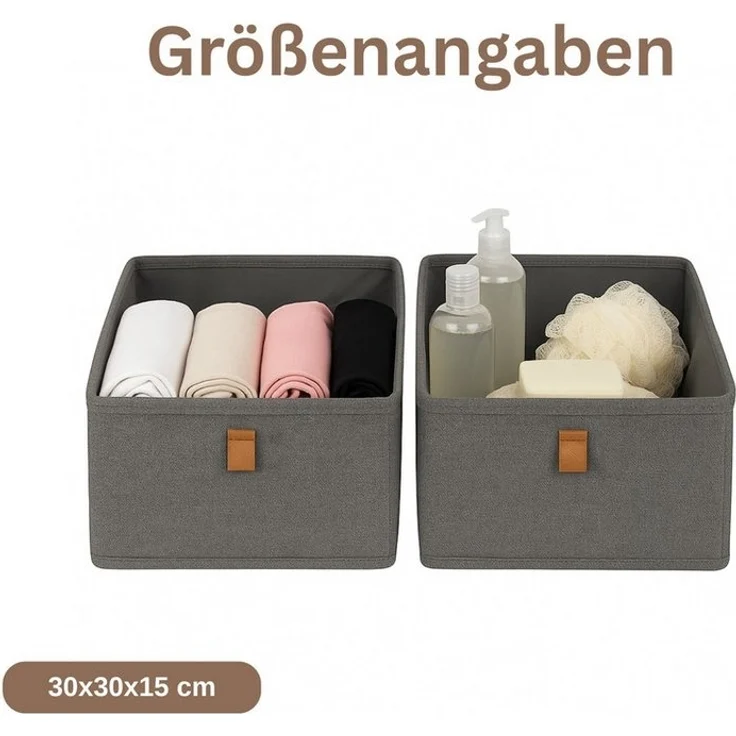 hausleben Organizer Aufbewahrungsboxen 2er Set (2 St), Verstärkte Ordnungsboxen aus Leinen-Polyester – Bild 3