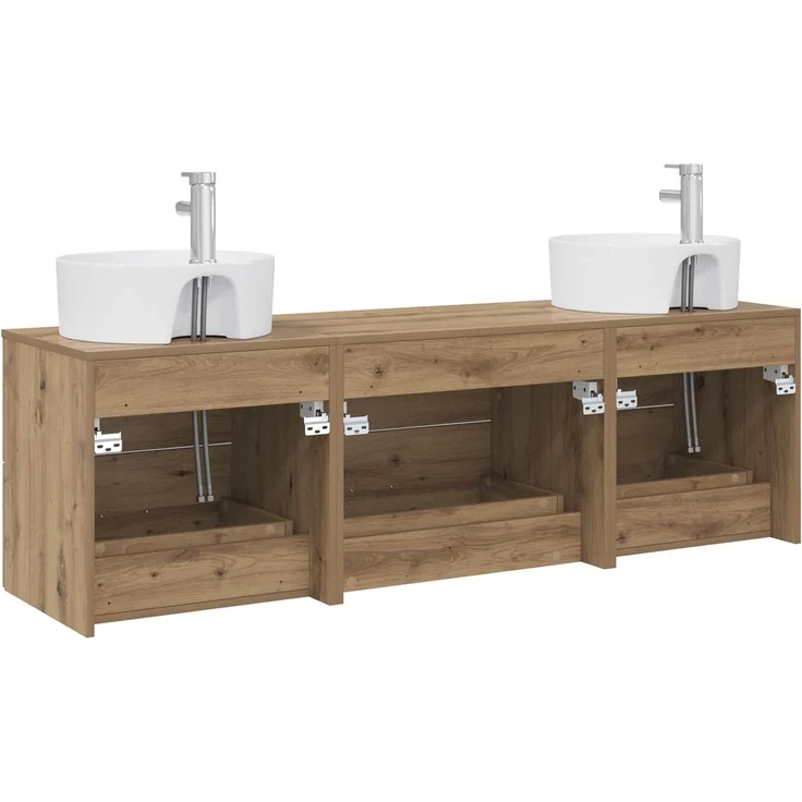 vidaXL Wandmontiertes Badezimmerschrank-Set 3 stk. Artisan-Eiche 3405874 – Bild 7