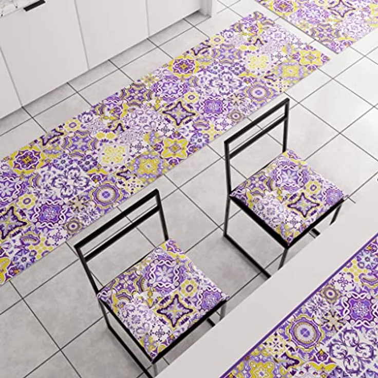 PETTI Artigiani Italiani - Teppich für Küche, rutschfest, waschbar, Läufer für Küche, Teppich, Küchenläufer, 52 x 340 cm, Design Vietri Violett, 100% Made in Italy – Bild 3