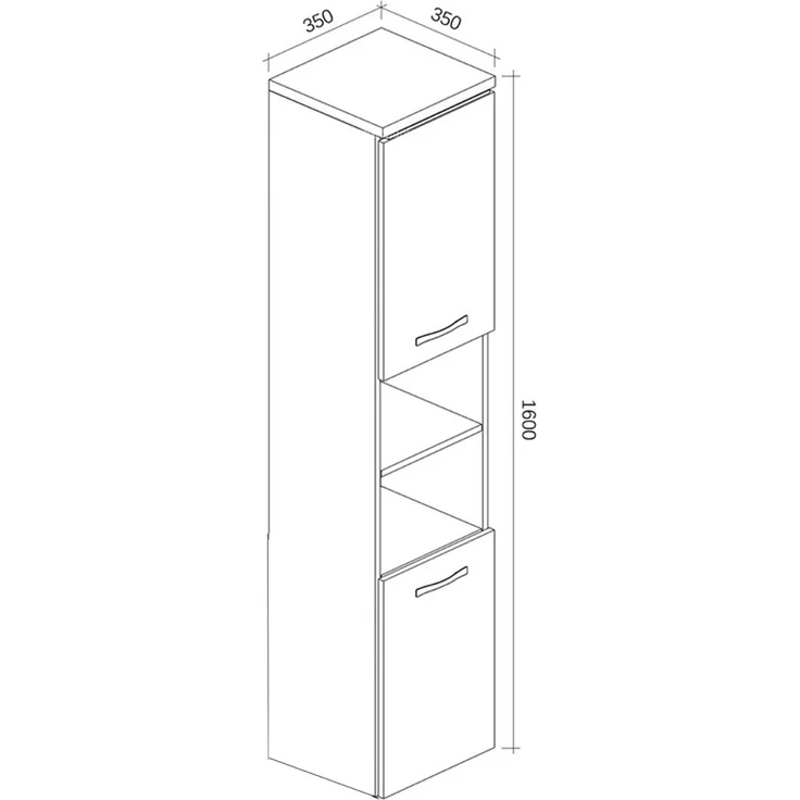 Badplaats Badezimmerschrank Paso 35 x 35 x 160 cm Braun Eiche - Hoch Badschrank Mit 2 Türen – Bild 4