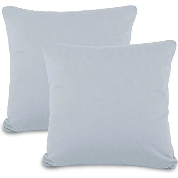 aqua-textil Classic Line Baumwoll Kissenbezug 2er-Set 65x65 Silbergrau Kissen Bezug Reißverschluss Jersey Kissenhülle – Bild 2