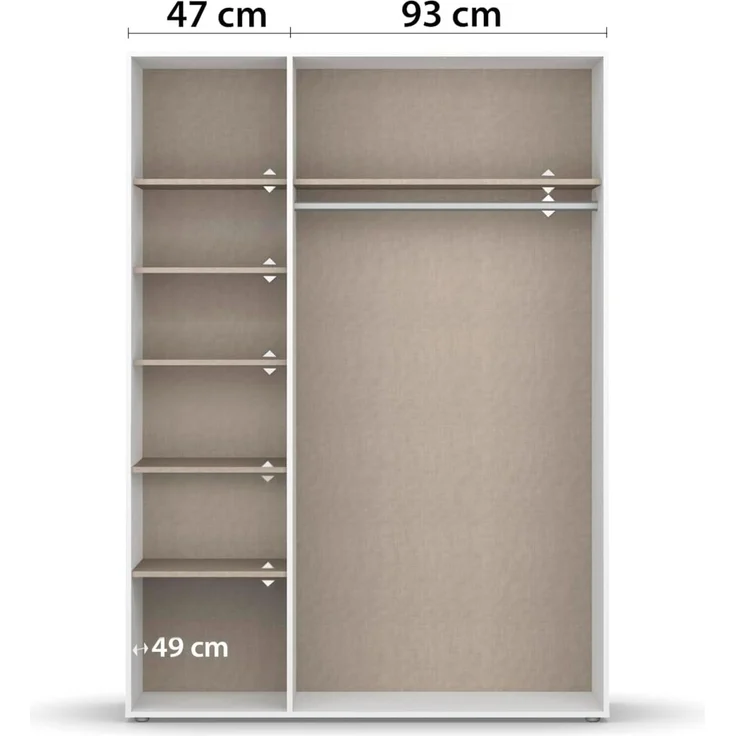 Rauch Möbel 'Voyager' Kleiderschrank, Holz, Weiß, Zubehör Classic, Breite 140 cm | ohne Schubladen – Bild 8