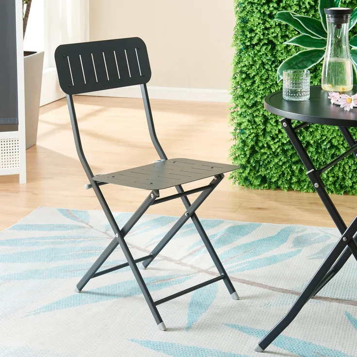Klappstuhl Sande 2er Set Stahl Schwarz [en. casa] – Bild 5
