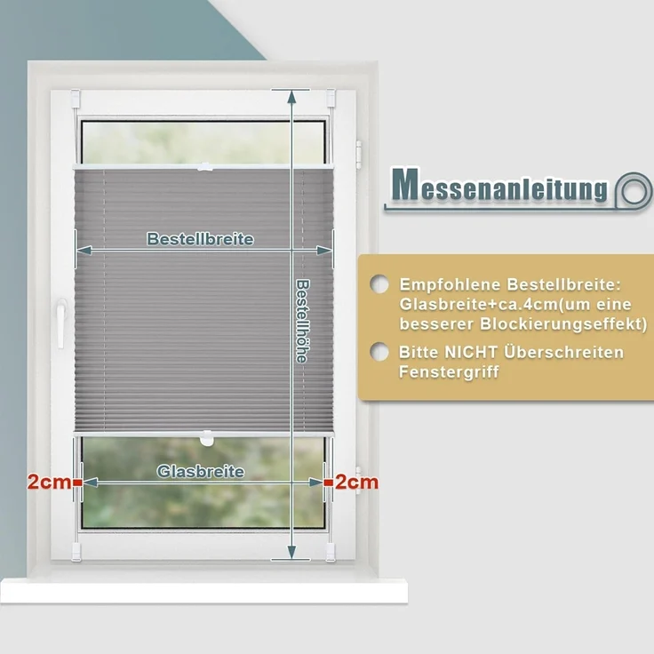 Plisseerollo ohne Bohren Klemmfix 50x120 cm(BxH) Anthrazit Jalousie Sonnenschutz Easyfix Faltrollo Lichtdurchlässig Rollo für Fenster & Tür – Bild 5