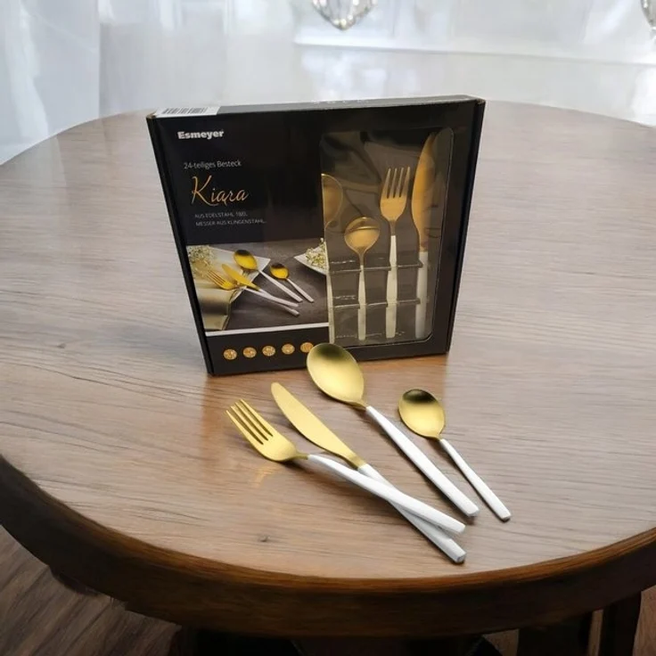 Esmeyer Besteck-Set Esmeyer Besteck Set Kiara Edelstahl 24 tlg. Weiß Gold 6 Personen – Bild 2