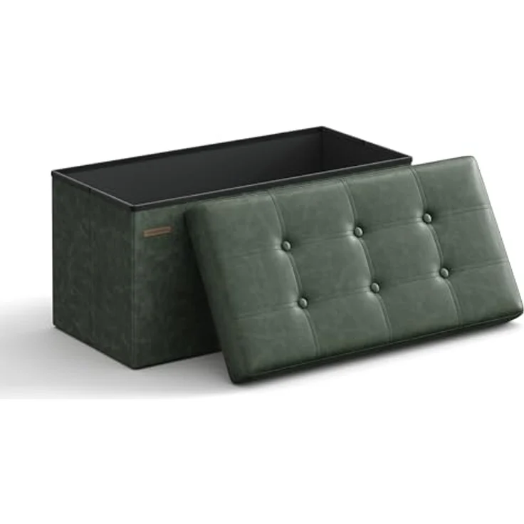 Songmics Sitzhocker Sitztruhe Sitzbank, Waldgrün, 76L cm – Bild 2